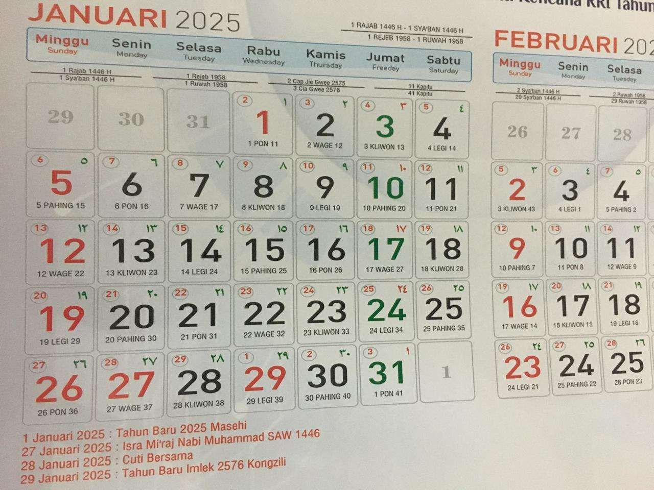 RRI.co.id Libur Panjang Januari 2025, Cek Tanggal Merahnya